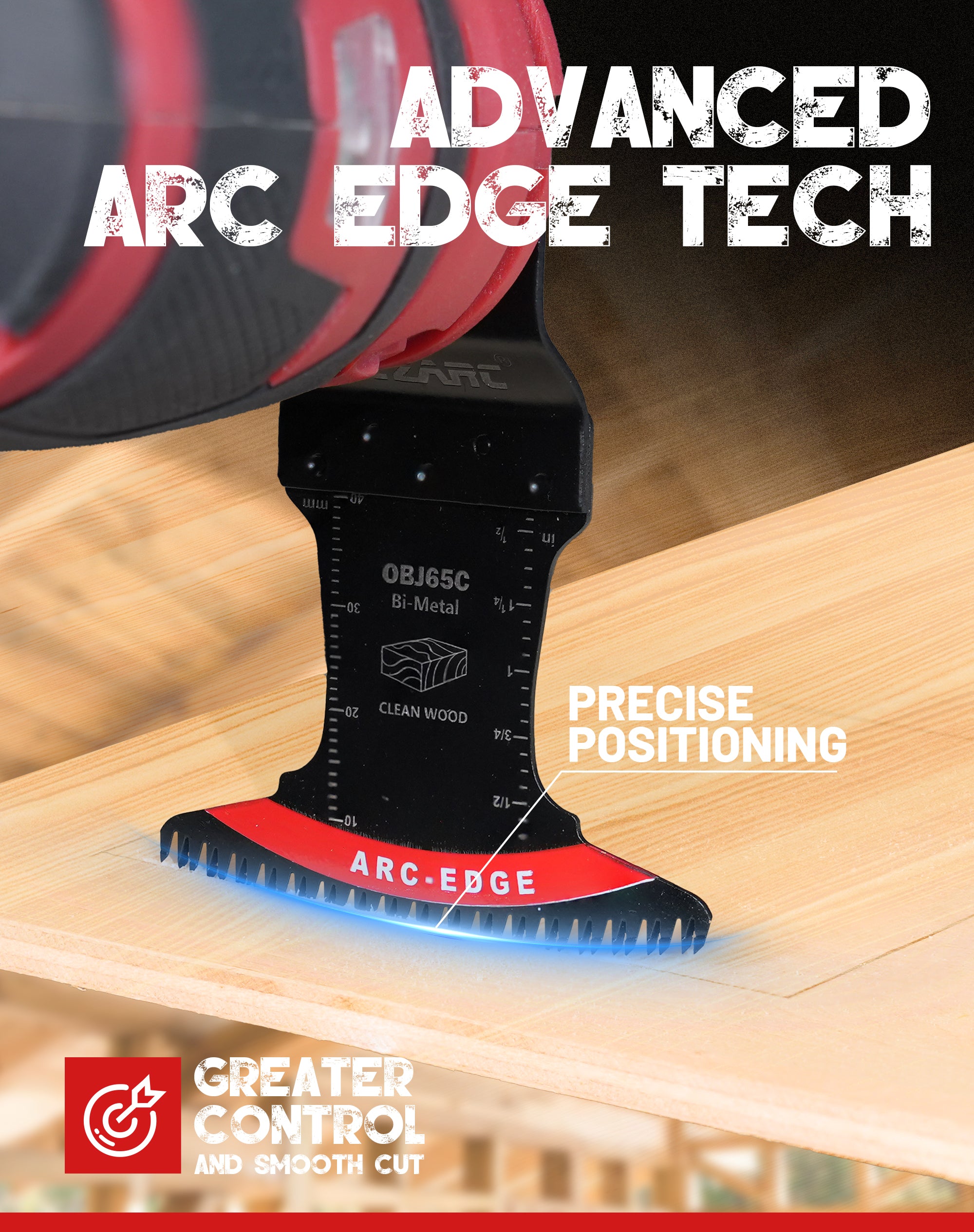 Arc-Edge Bi-Metal Extended Japanese Tooth Oscillating Multi Tool Blade - EZARC Tools