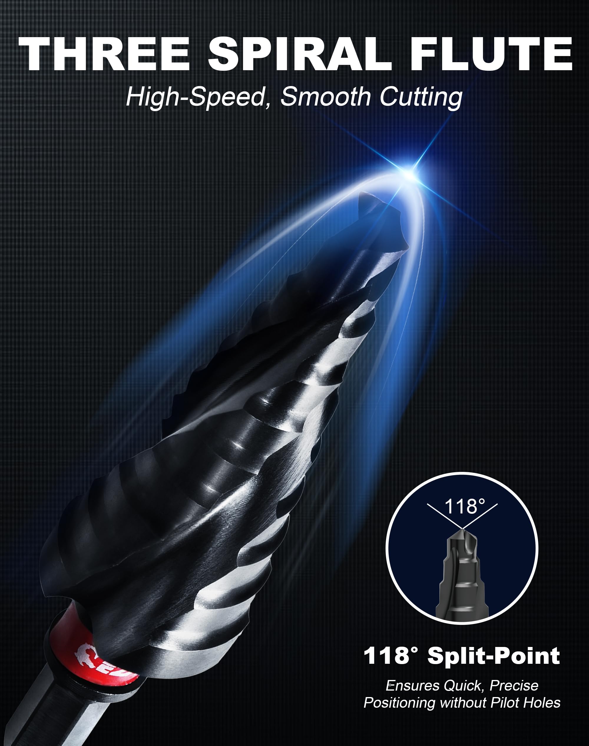 Spiral Wear-Resistant AlTiN Coated Step Drill Bit for Metal for Metal, Stainless Steel, Aluminum, Plastic - EZARC Tools