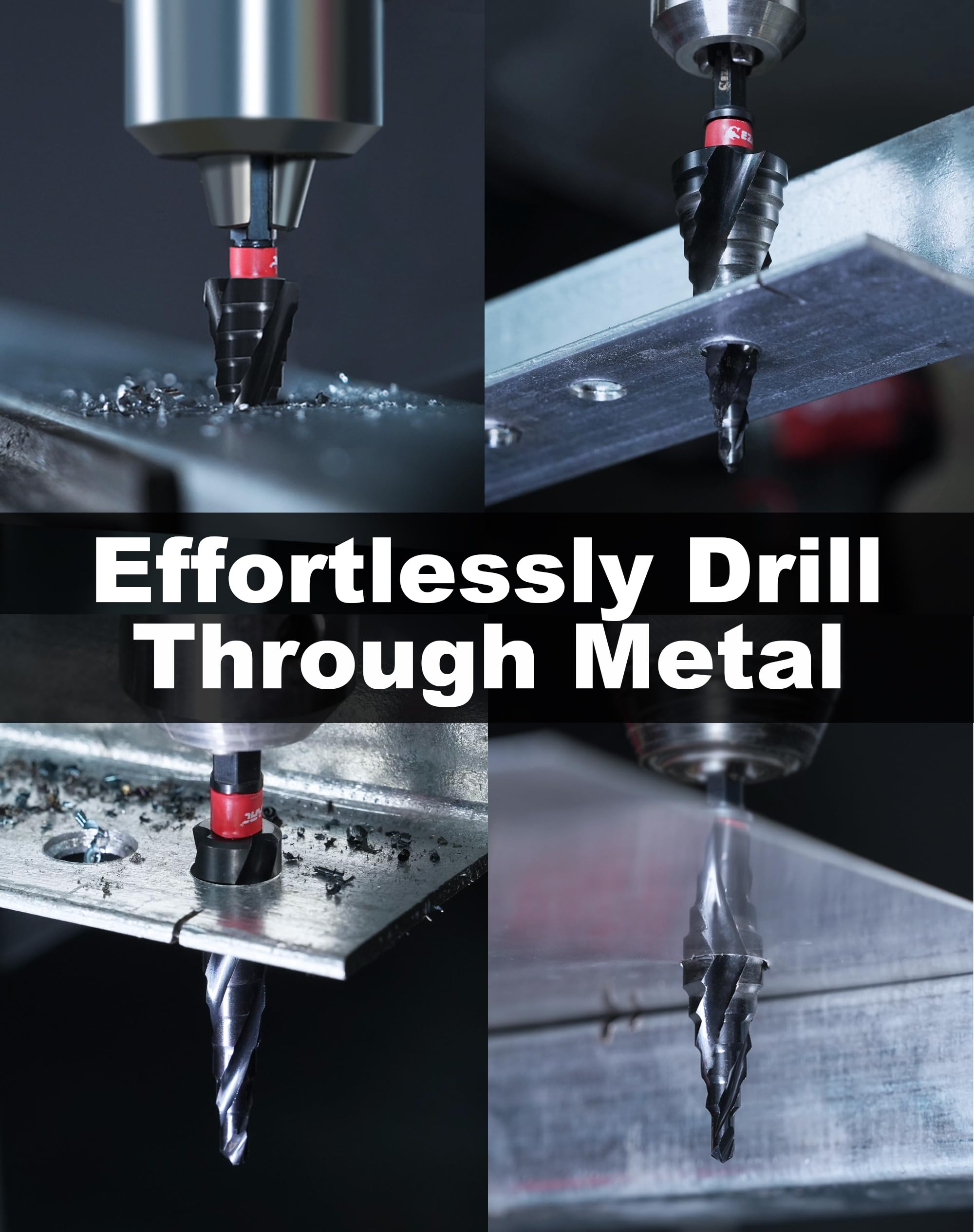 Spiral Wear-Resistant AlTiN Coated Step Drill Bit for Metal for Metal, Stainless Steel, Aluminum, Plastic - EZARC Tools