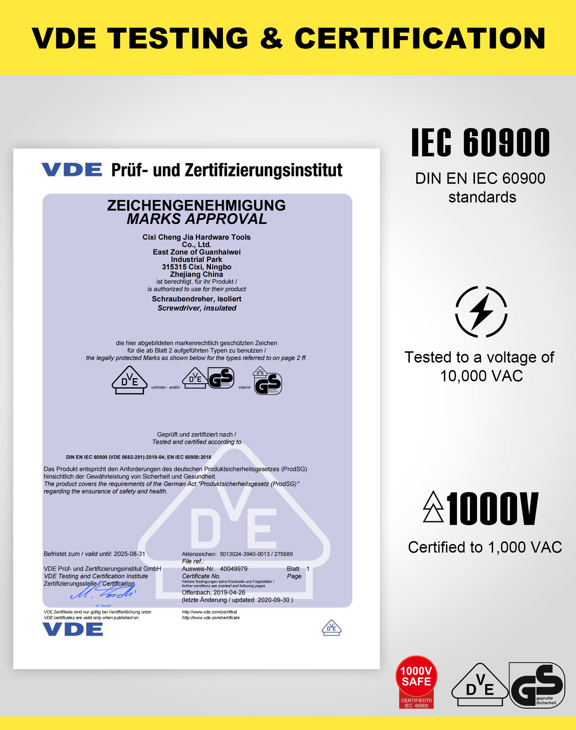 1000V VDE Insulated Electrician Screwdriver 6 Pieces Set - EZARC Tools