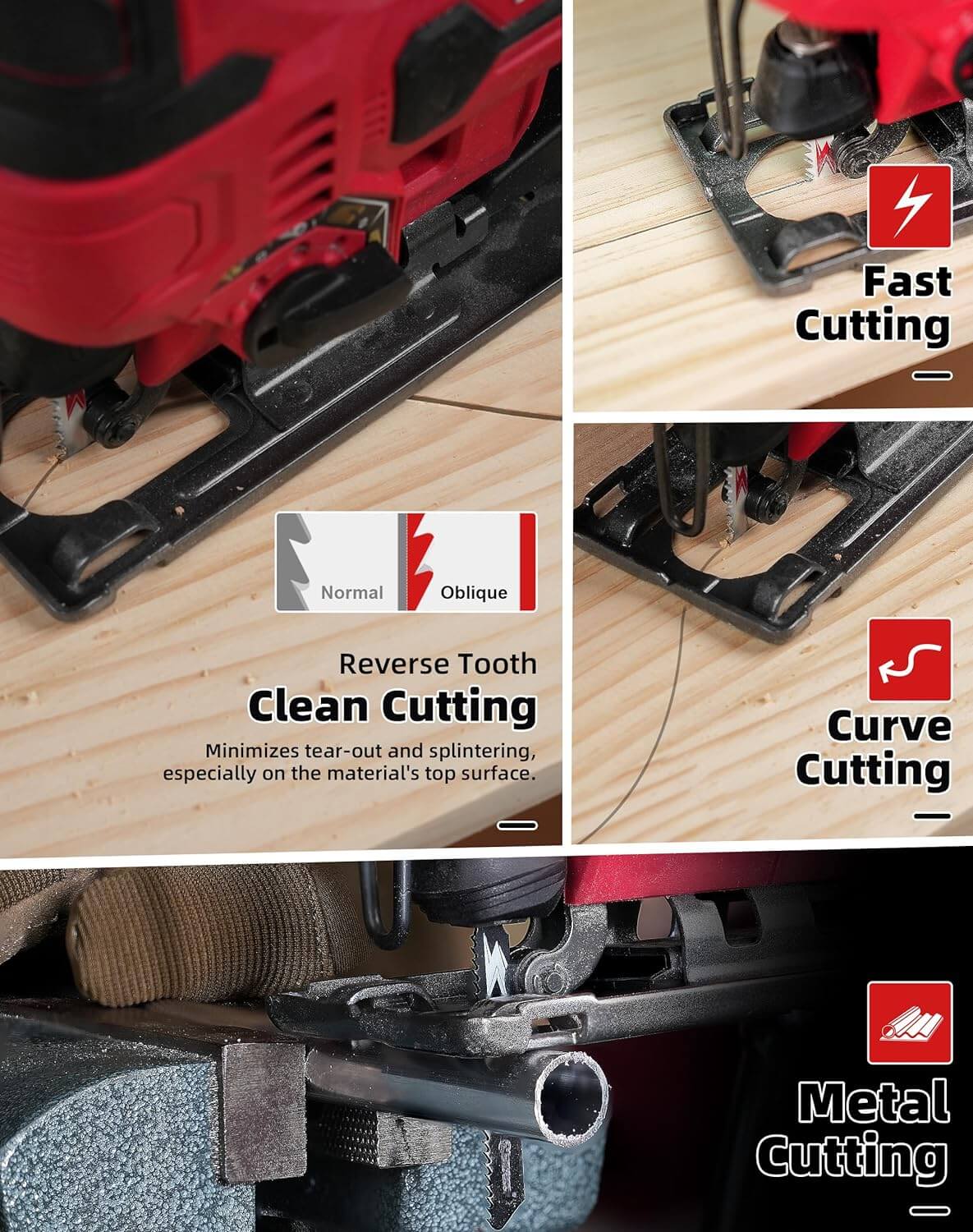 30pc T-Shank Assorted Jig Saw Blade Set for  Wood, Plastic and Metal - EZARC Tools