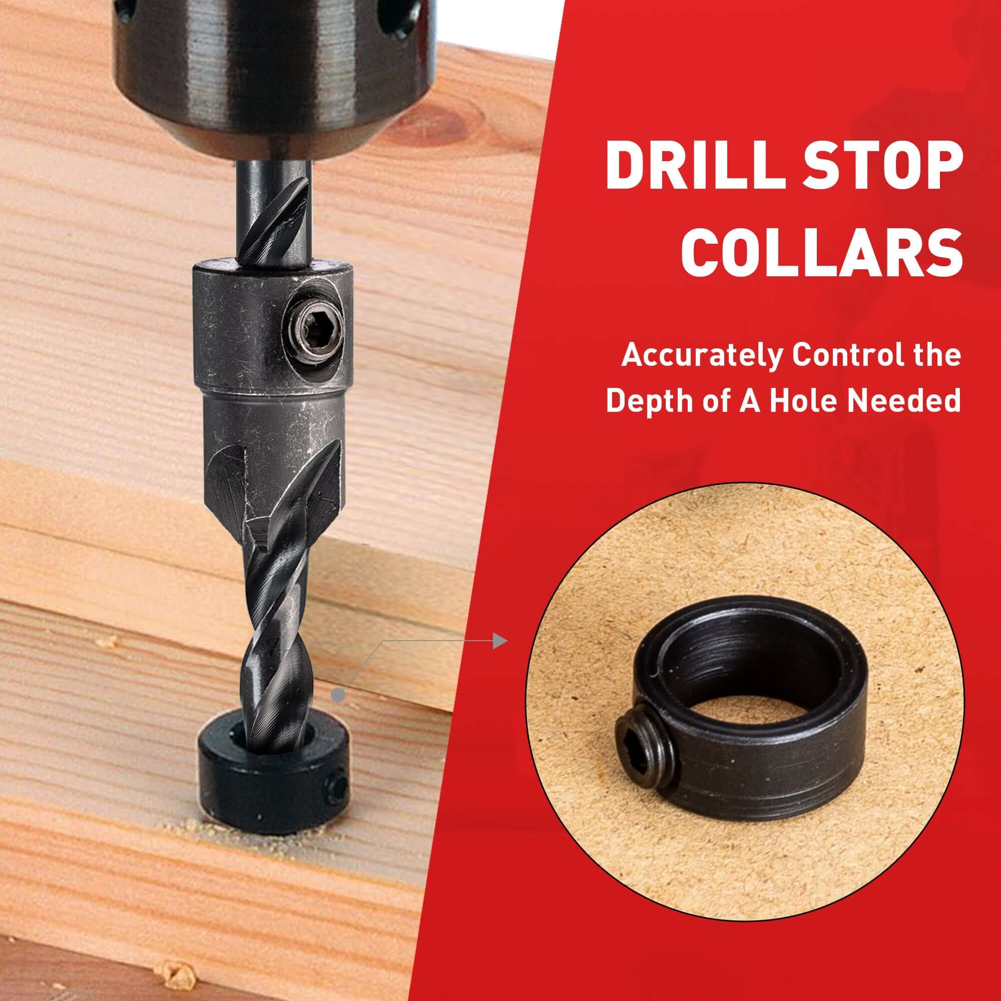 Wood Countersink Drill Bit Set With 1/4" Hex Shank - EZARC Tools