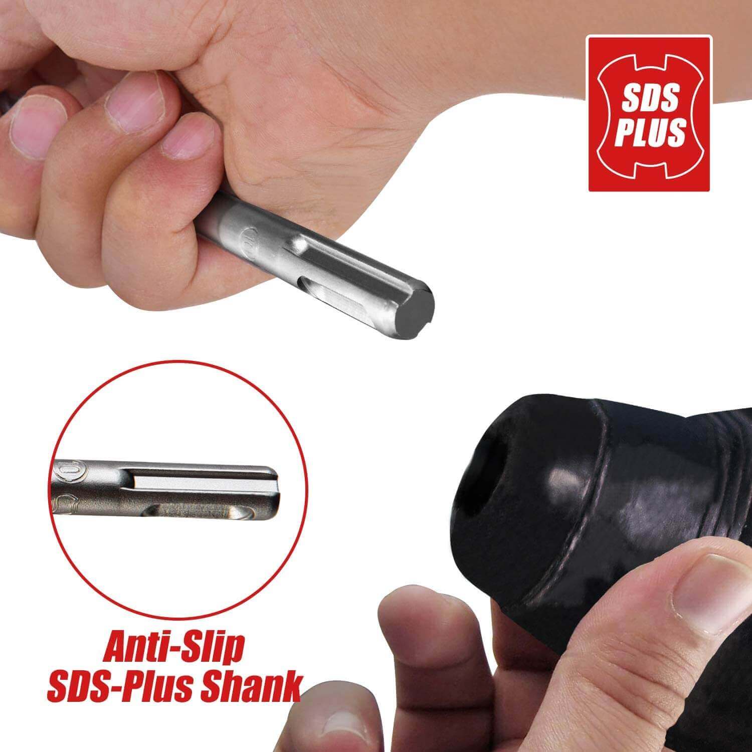 SDS-Plus Hammer Drill Bit for Reinforced Concrete/Masonry/Marble，4-Cutter Carbide Tips - EZARC Tools