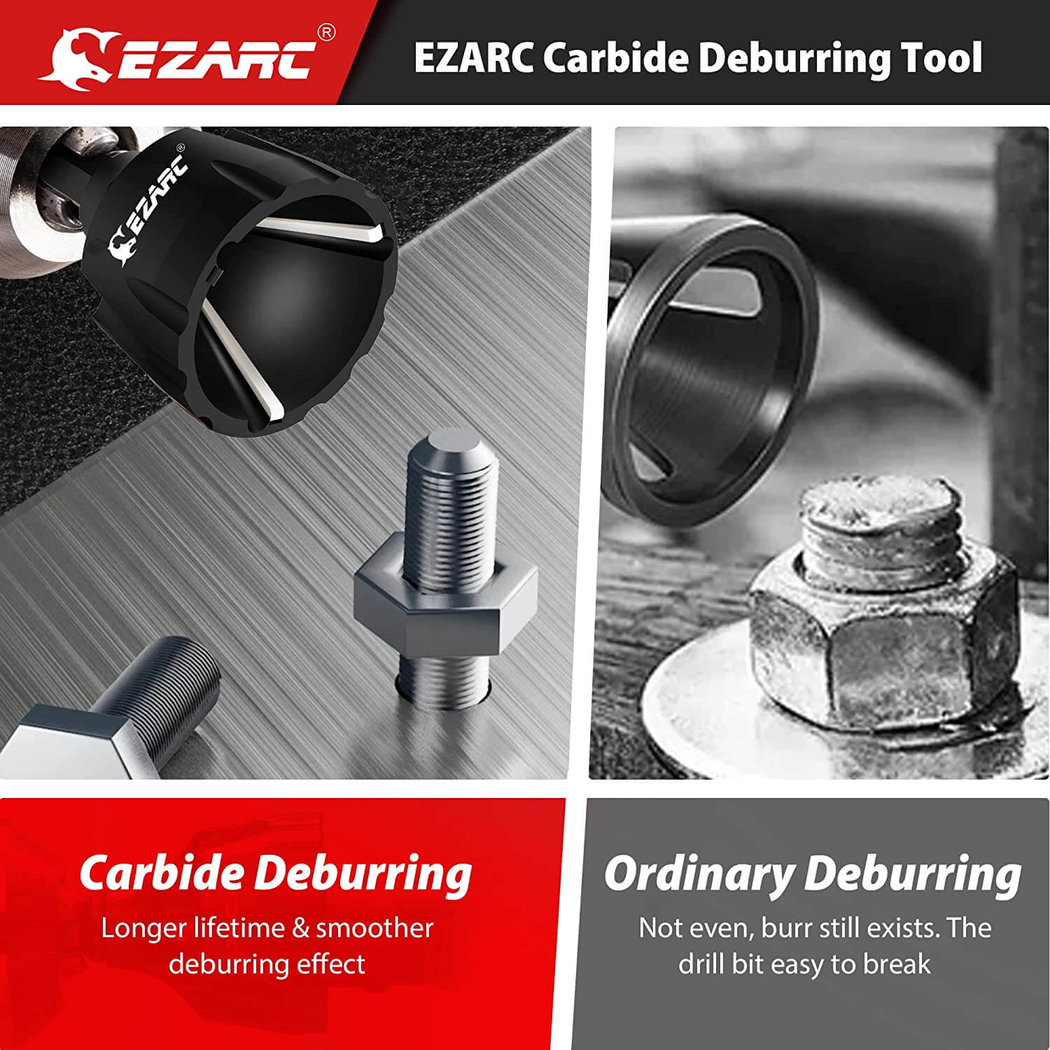 External Rotary Deburring Chamfer & Internal Countersink Chamfer Tool with 1/4" Hex Shank - EZARC Tools