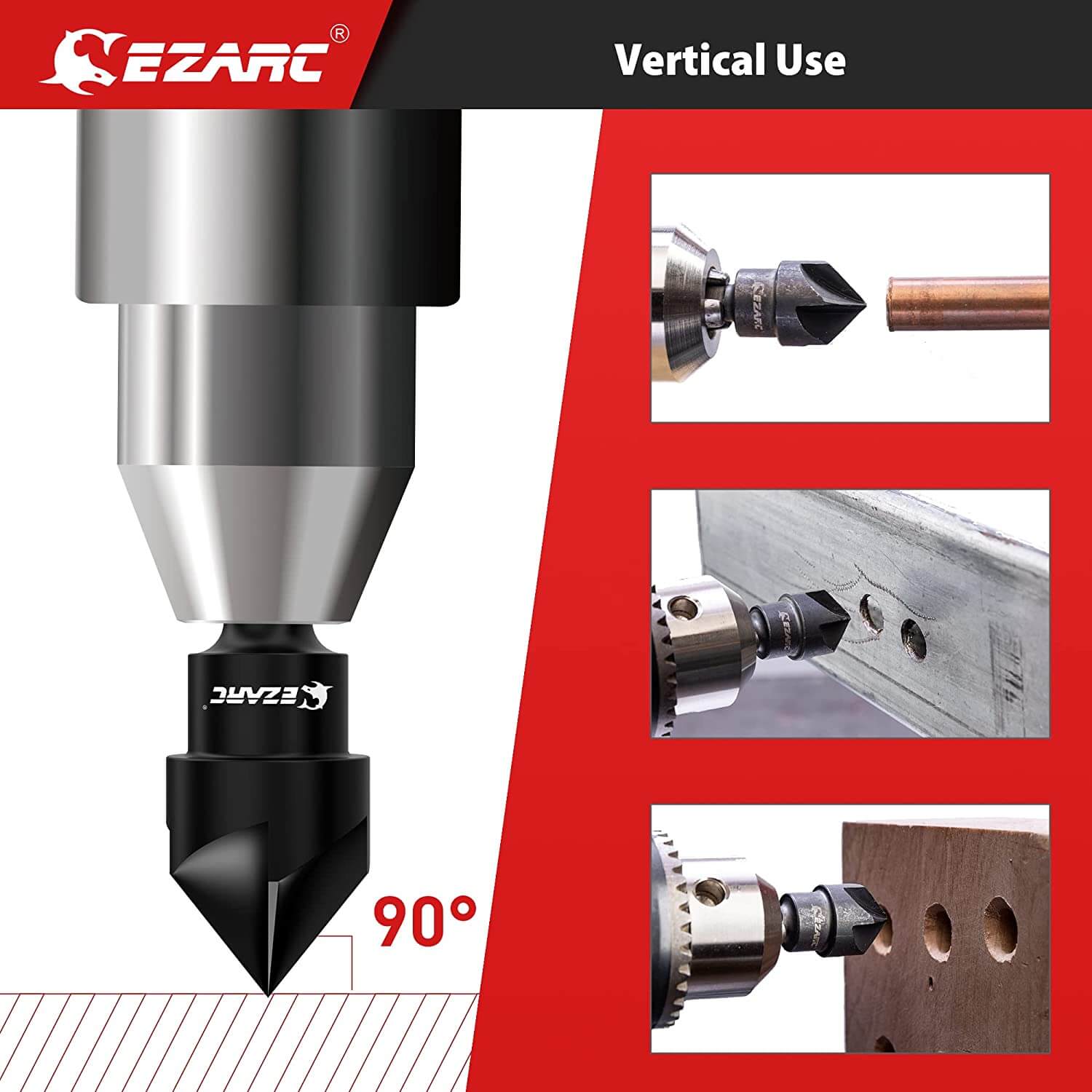 External Rotary Deburring Chamfer & Internal Countersink Chamfer Tool with 1/4" Hex Shank - EZARC Tools