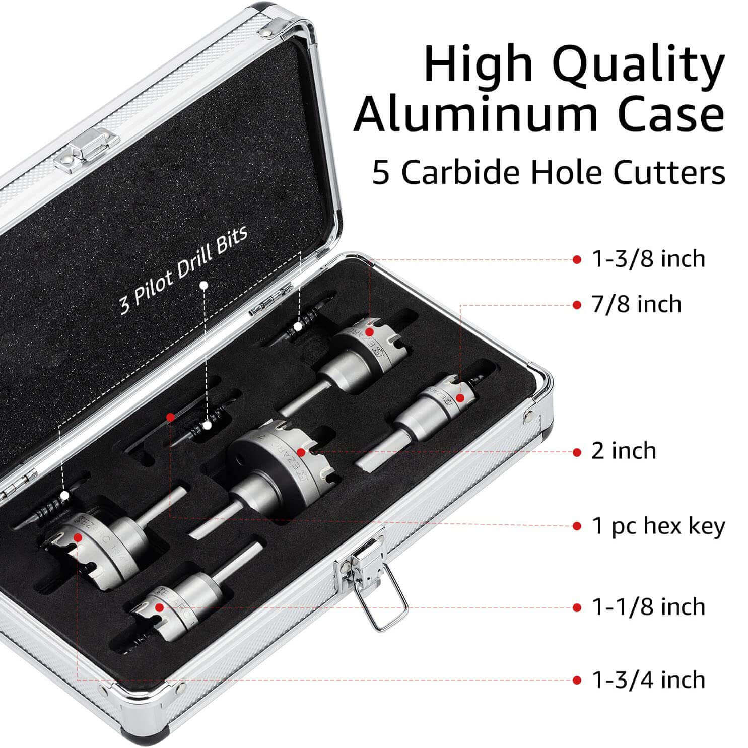 Carbide Hole Saw Cutter Set 6 Pieces for Stainless Steel/Hard Metal - EZARC Tools