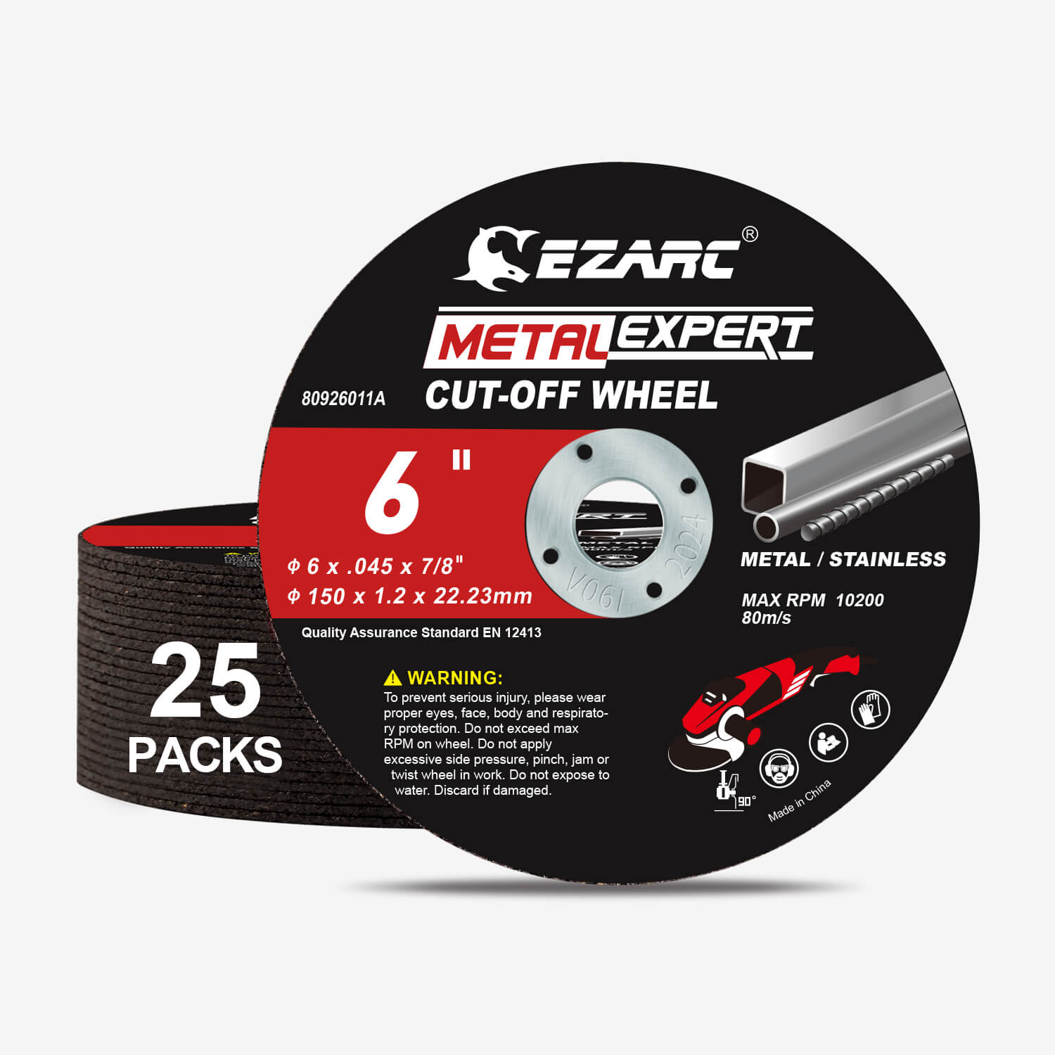 4.5/6 in. 045 Metal Cut Off Disc For Metal and Stainless Steel - EZARC Tools