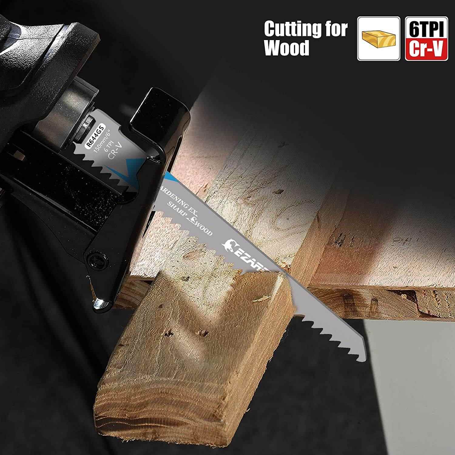 6/10/14/18tpi, 6 in. Bi-Metal Reciprocating Saw Blade Set For Metal and Wood Cutting - EZARC Tools