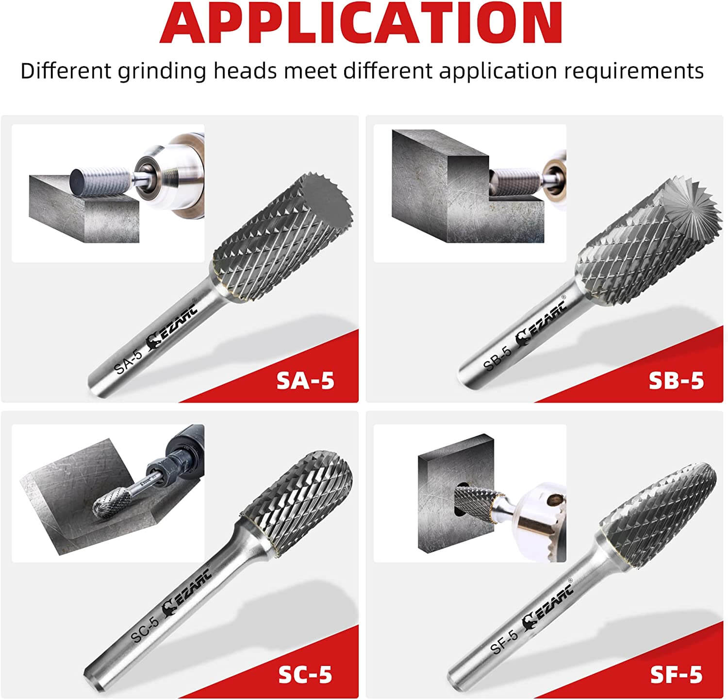 1/4" Shank Tungsten Carbide Rotary Burr Bit, Double Cut Carbide Burr Die Grinder Cutting Burrs Bit for Metal Working - EZARC Tools