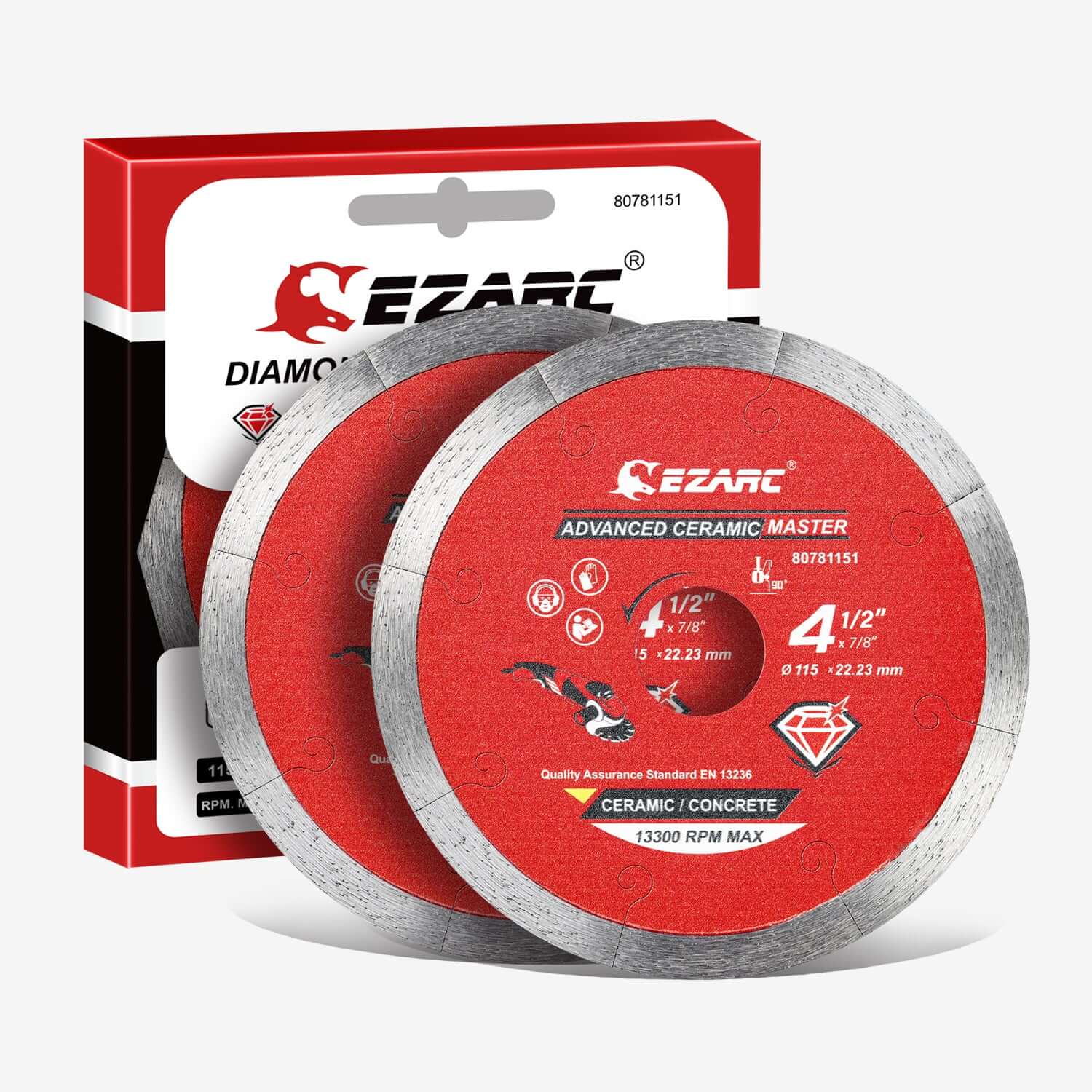 4-1/2 inch Advanced Ceramic Diamond Blade for Extra Clean Cutting Marble,Brick,Ceramic and Tile - EZARC Tools