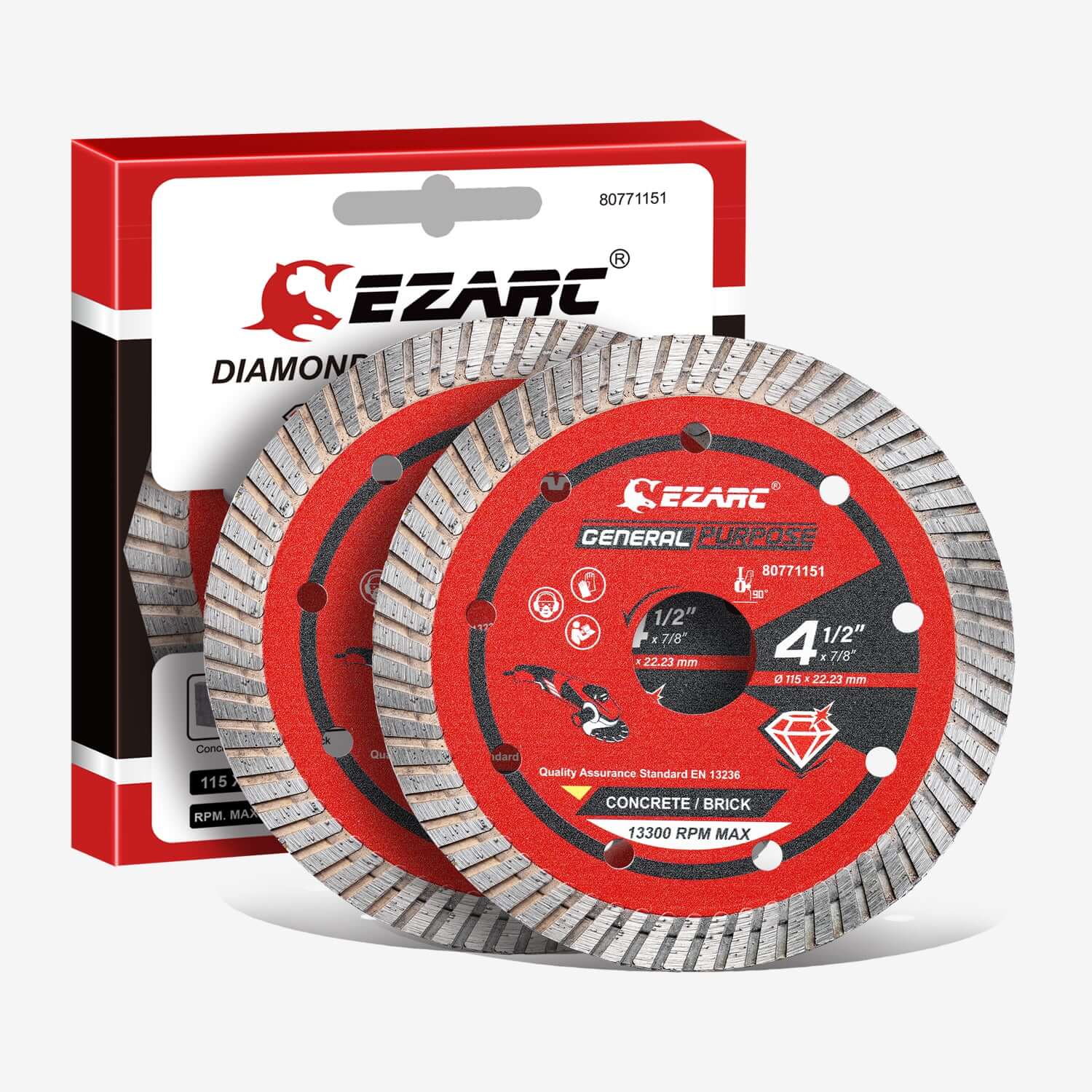 4.5/5/7 in. Turbo Diamond Blade for Fast Cutting Porcelain Ceramic Granite Marble Brick - EZARC Tools