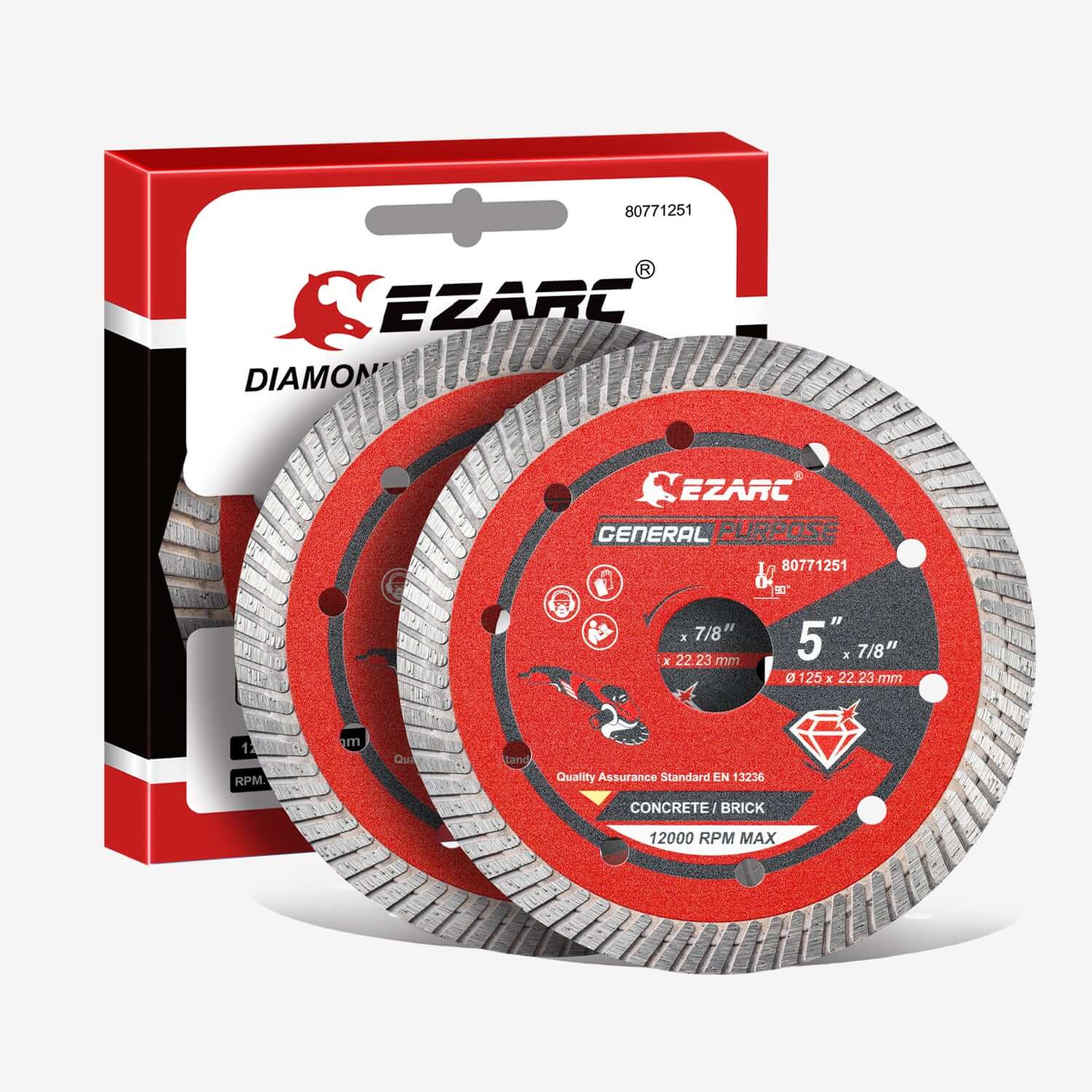 4.5/5/7 in. Turbo Diamond Blade for Fast Cutting Porcelain Ceramic Granite Marble Brick - EZARC Tools