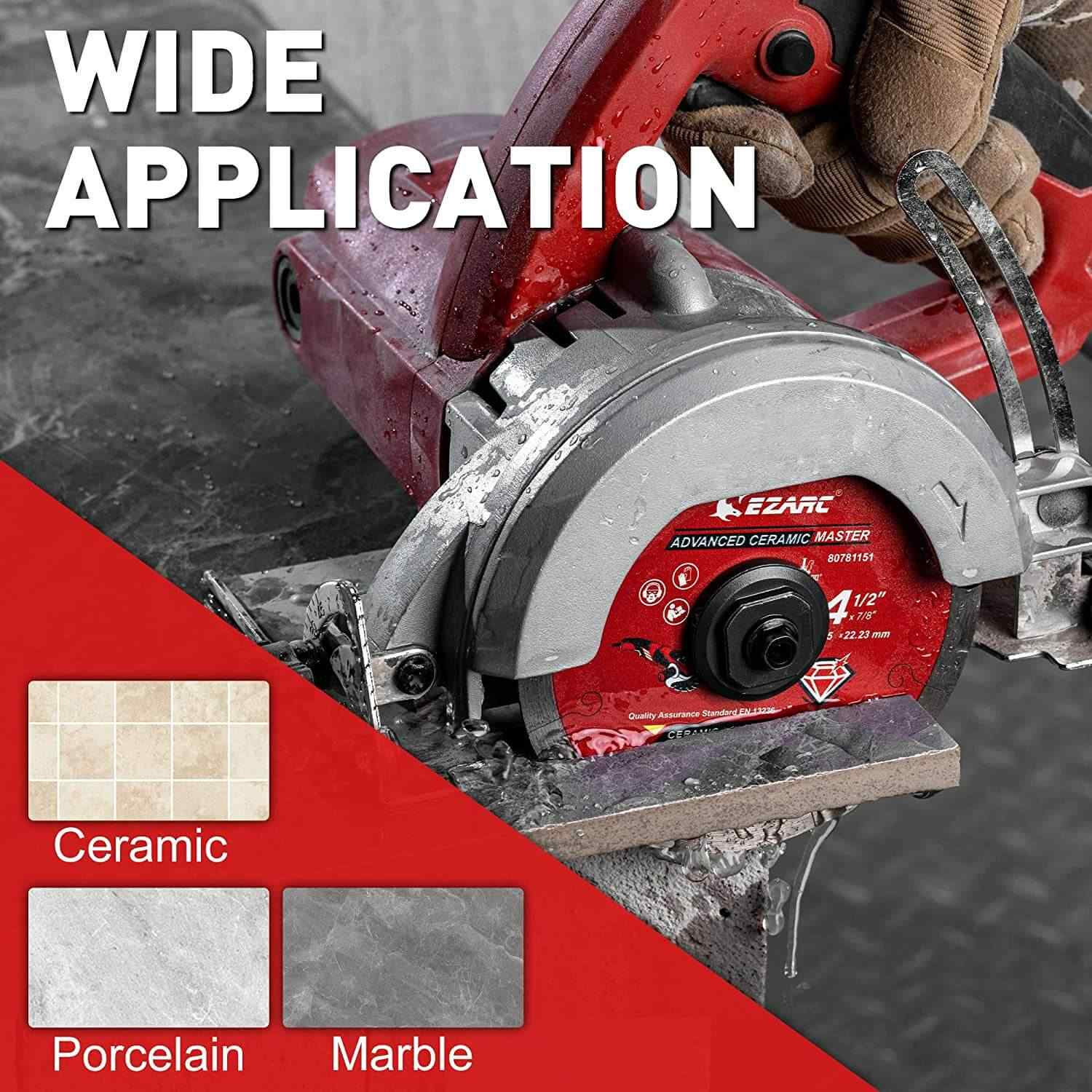 4-1/2 inch Advanced Ceramic Diamond Blade for Extra Clean Cutting Marble,Brick,Ceramic and Tile - EZARC Tools