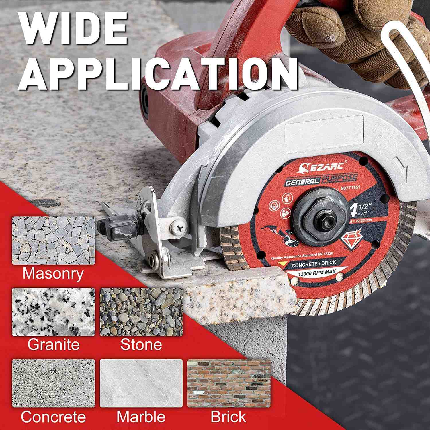 4.5/5/7 in. Turbo Diamond Blade for Fast Cutting Porcelain Ceramic Granite Marble Brick - EZARC Tools