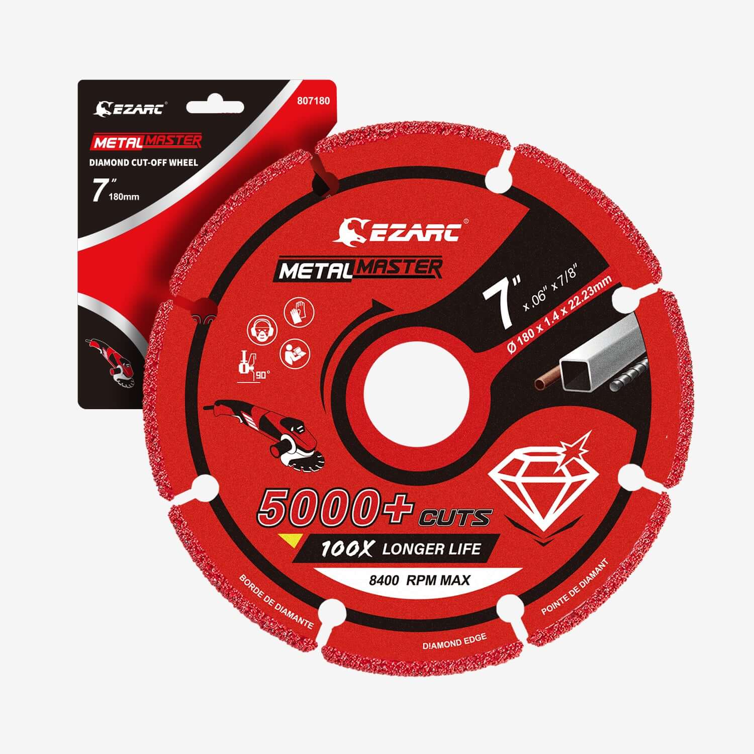 3/4.5/5/6/7 in. Diamond Metal Cutting Wheel For Rebar/Steel/Iron/Inox - EZARC Tools