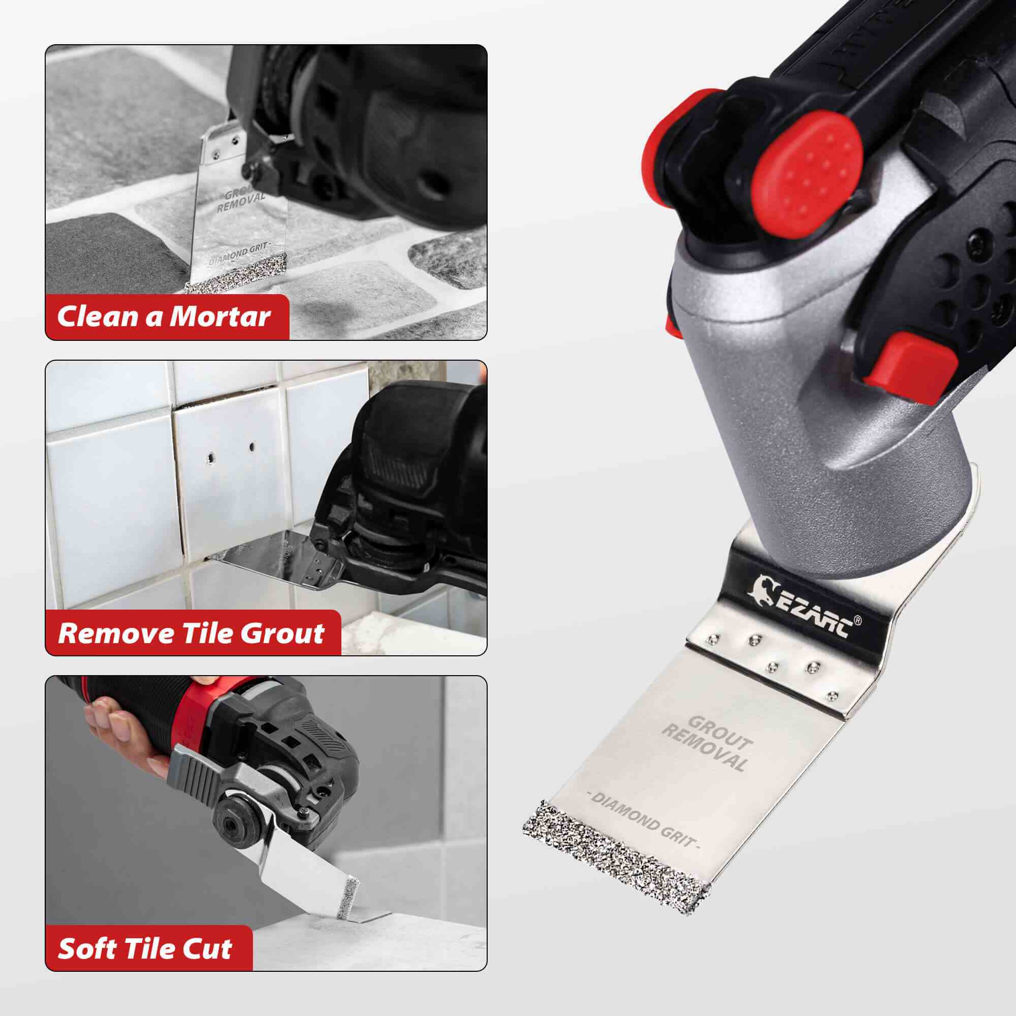 Universal Fit Diamond Grit Oscillating Blade for Grout Removal,EID36 - EZARC Tools