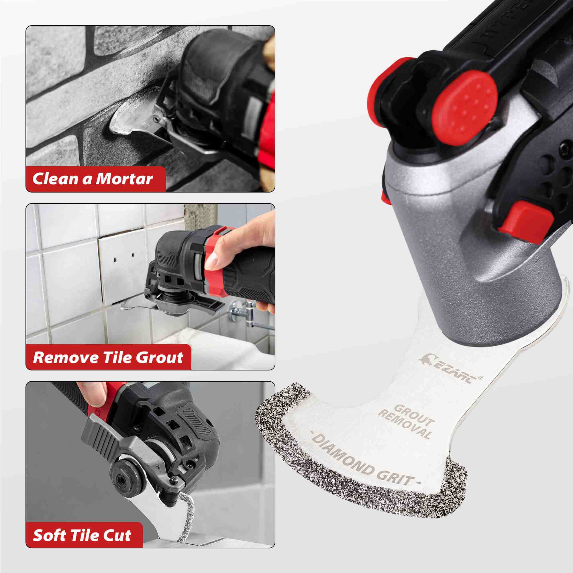 Universal Fit Diamond Grit Oscillating Blade for Grout and Soft Tile,ELD58 - EZARC Tools