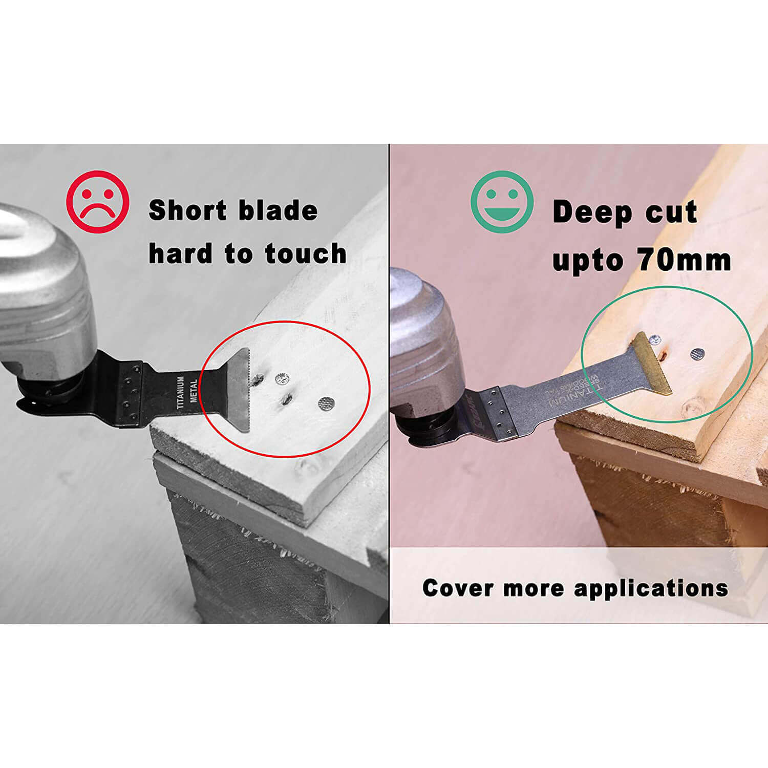 1-3/4 in. Titanium Powerful Cutting Oscillating Blade For Wood, Metal and Hard Material - EZARC Tools