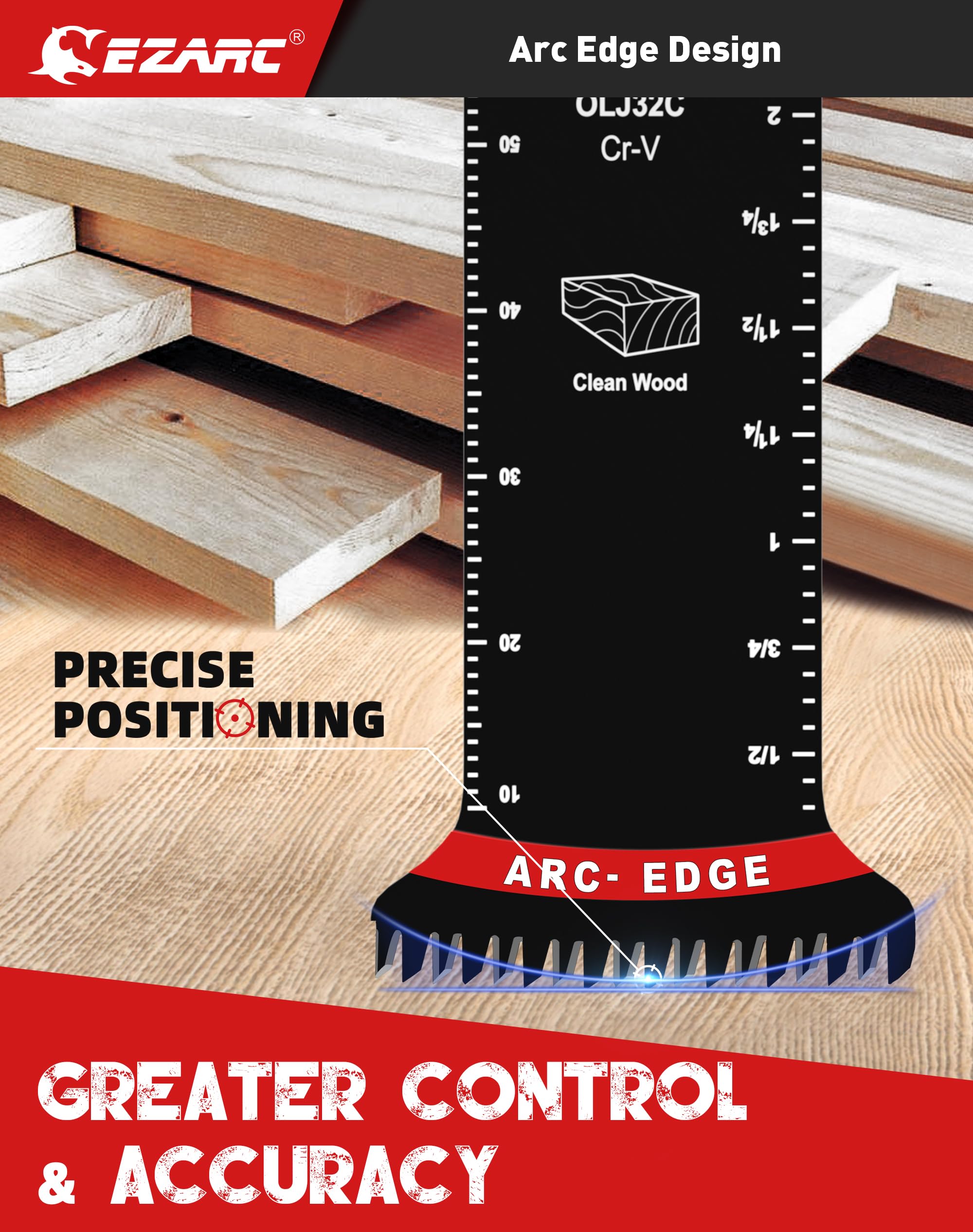 1-1/4 in. Arc Edge Oscillating Multitool Blades For General Purpose,Mixed Standard+Extra Long - EZARC Tools