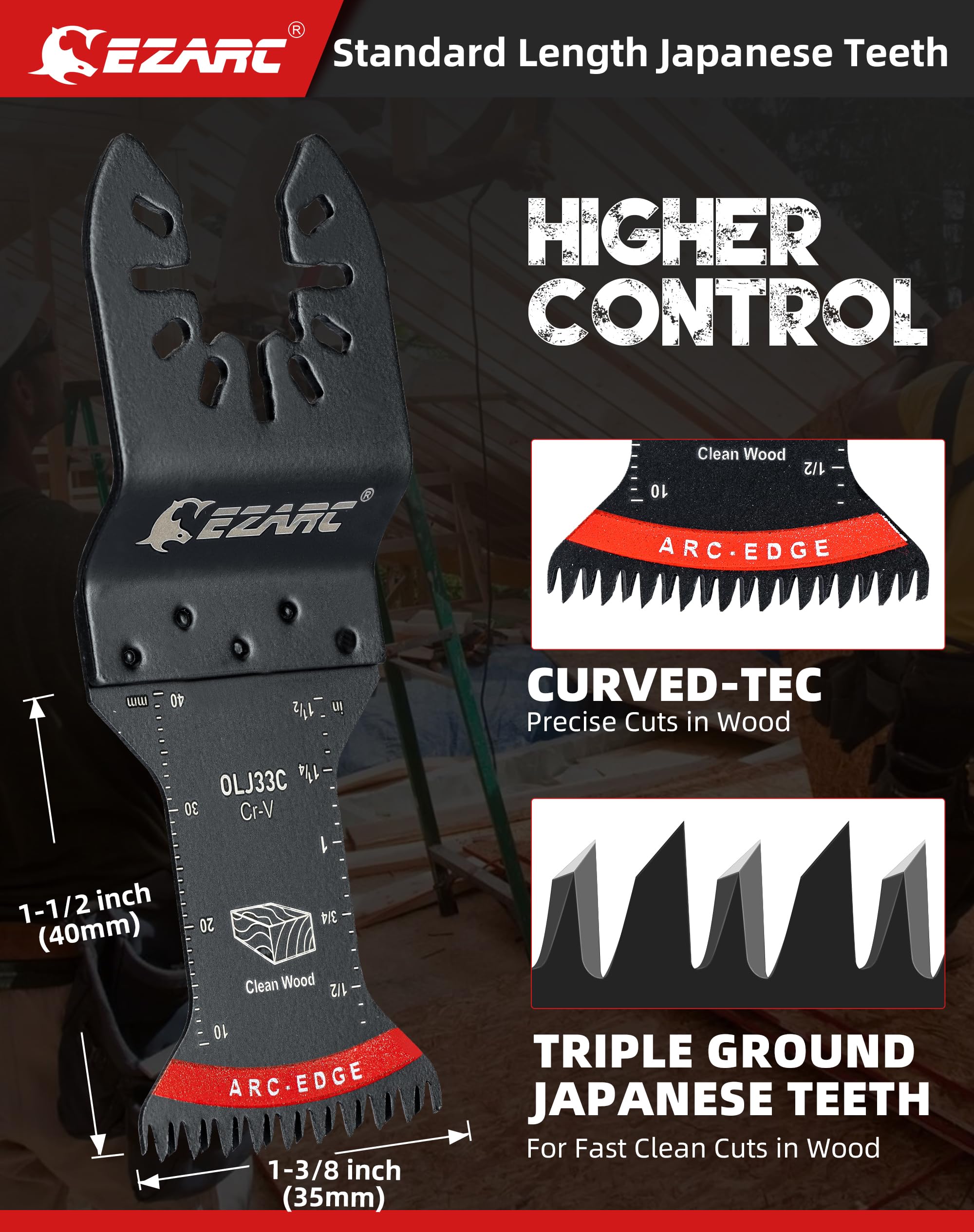 1-1/4 in. Arc Edge Oscillating Multitool Blades For General Purpose,Mixed Standard+Extra Long - EZARC Tools