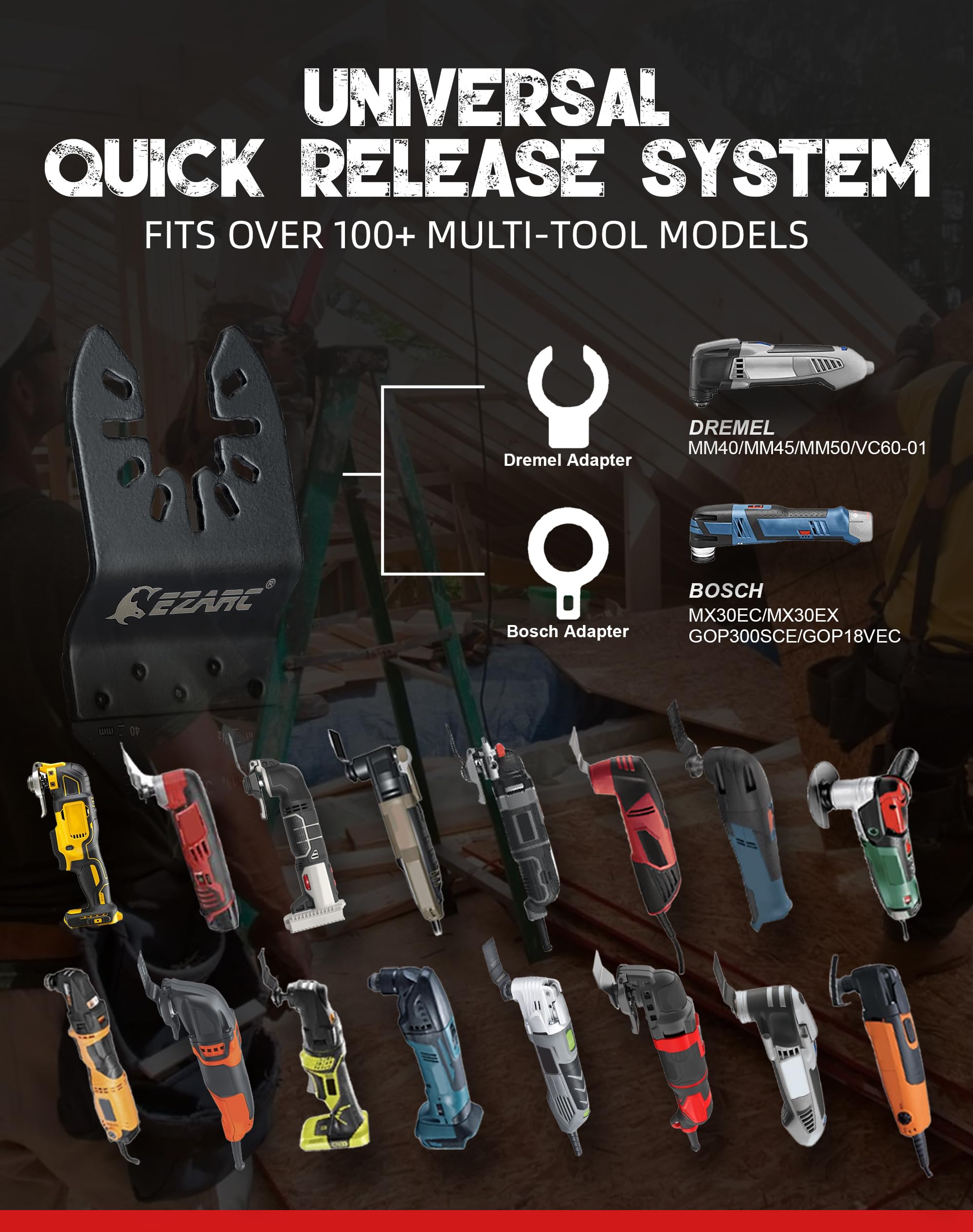 1-1/4 in. Arc Edge Oscillating Multitool Blades For General Purpose,Mixed Standard+Extra Long - EZARC Tools