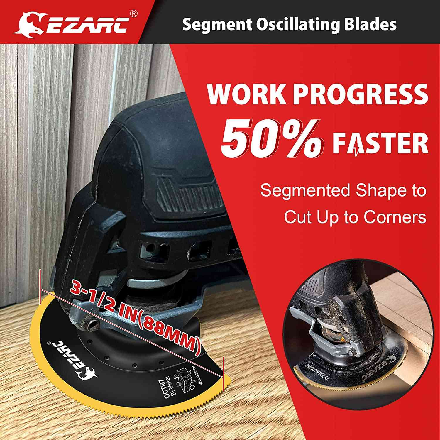 3-7/16 in. Semi CircleTitanium Oscillating Blade For Flush Cut,OCTi87 - EZARC Tools