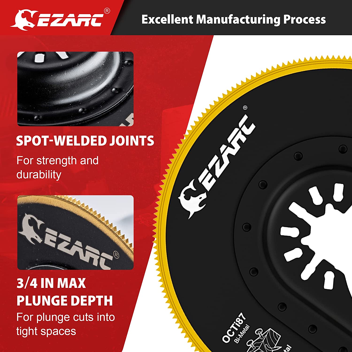 3-7/16 in. Semi CircleTitanium Oscillating Blade For Flush Cut,OCTi87 - EZARC Tools