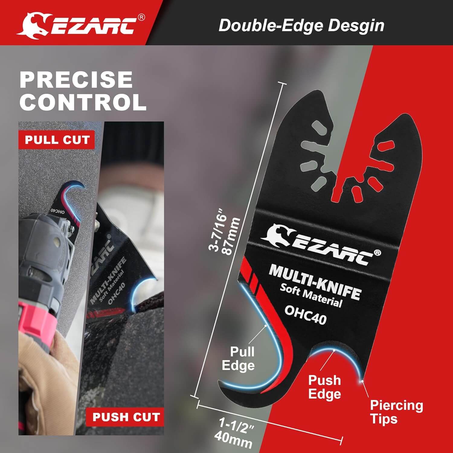 1-1/2 In. Oscillating Multi Tool Hook Knife Blade - EZARC Tools