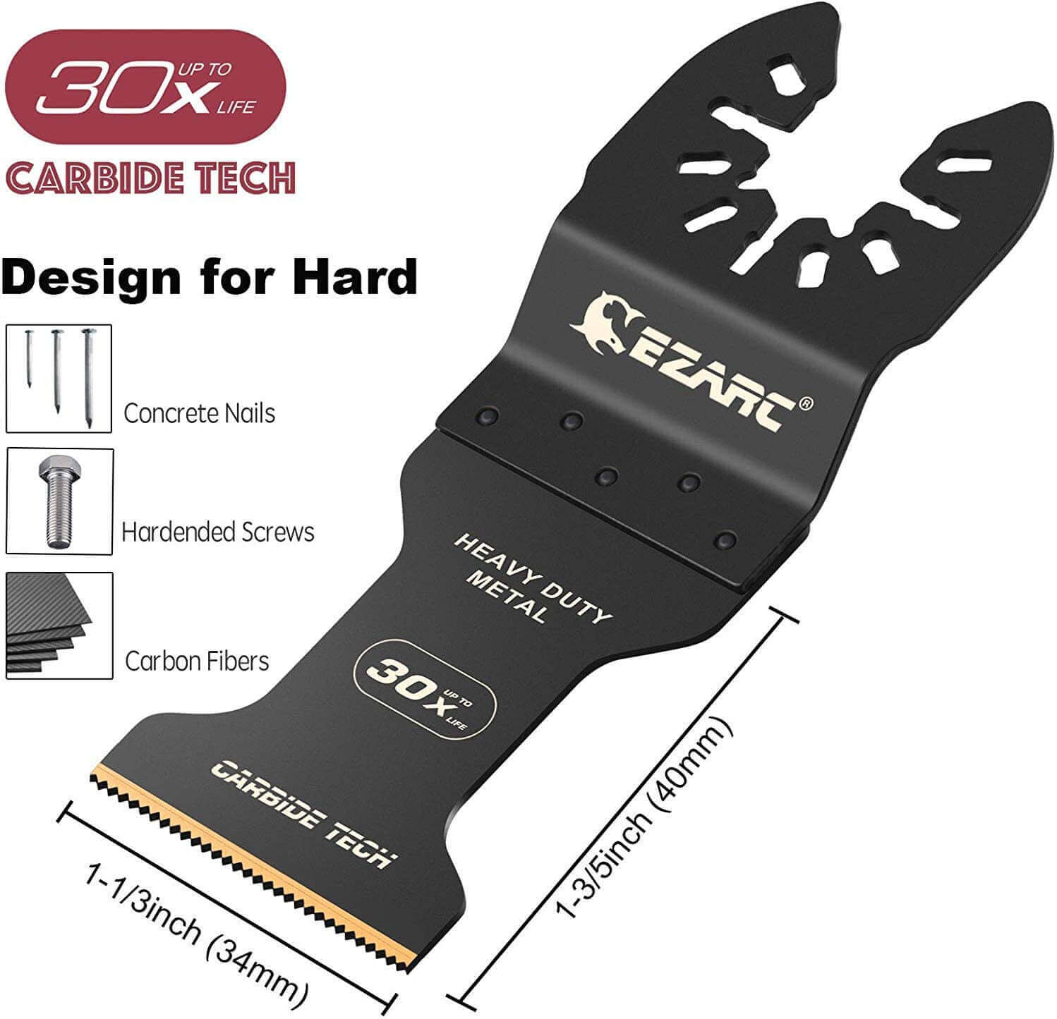 1-3/8 in. Carbide Oscillating Blade For Hardened Metal/Bolts,OIC34A - EZARC Tools