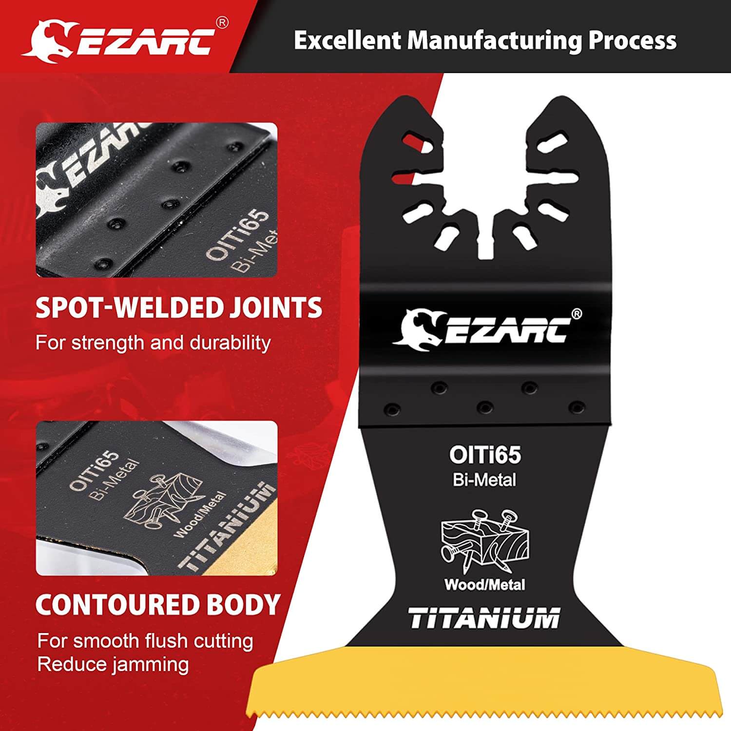 2-9/16 in. Extended Teeth Oscillating Blade For Wood/Metal/Hard Material,OITi65 - EZARC Tools