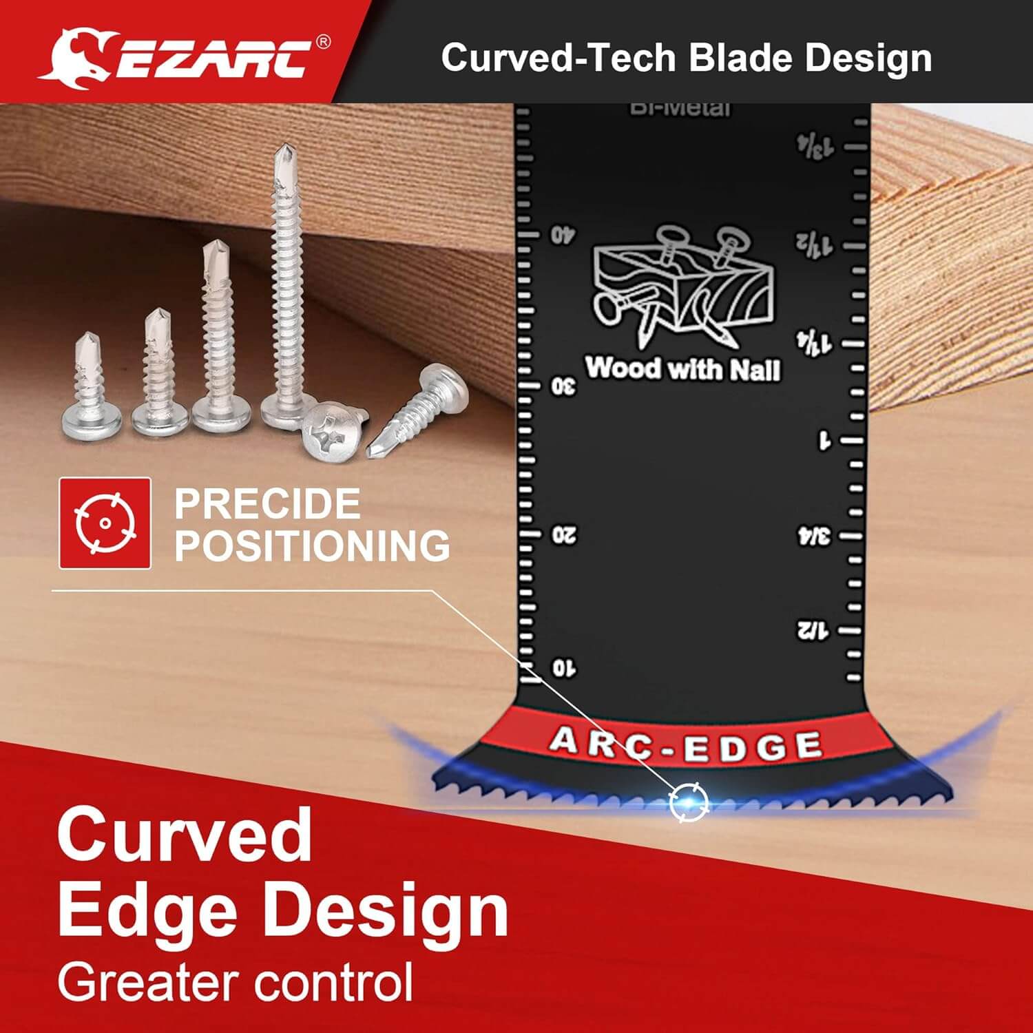 1-1/4 in. Arc Edge Bi-Mteal Oscillating Multitool Blades For General Purpose,OlB33C - EZARC Tools