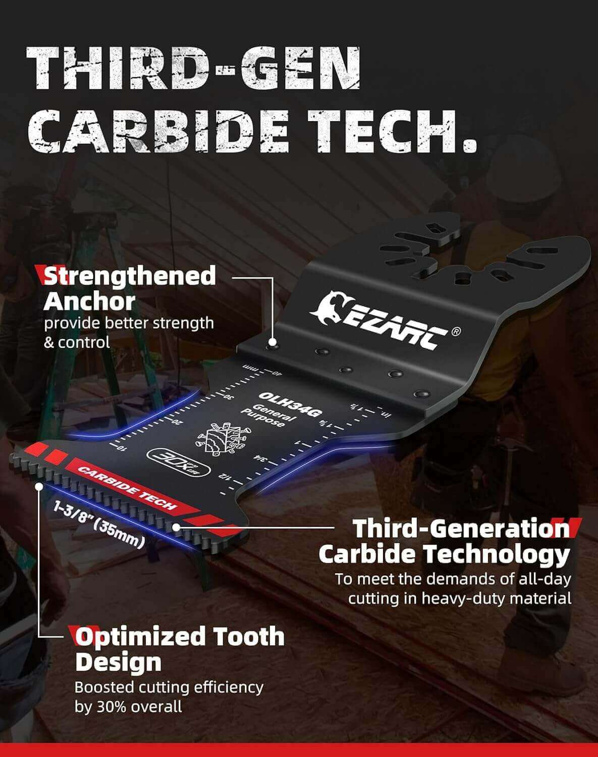 1-3/8 in. Carbide Oscillating Multi Tool Blade For General Purpose,OLH34G - EZARC Tools