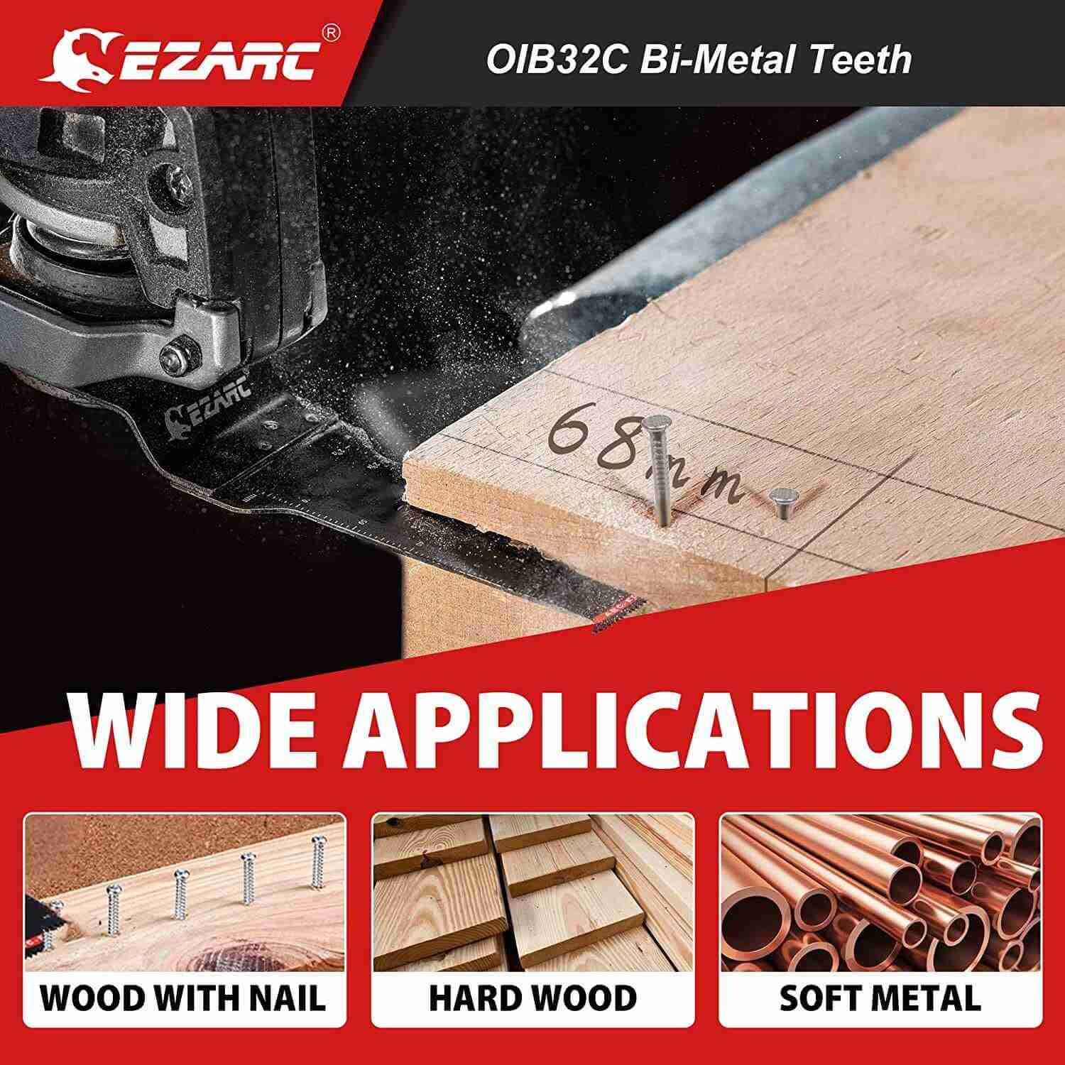 1-1/4 in. Extra-Long Reach Arc Edge Oscillating Multitool Blades For General Purpose,Bi-Metal & Japanese Teeth - EZARC Tools