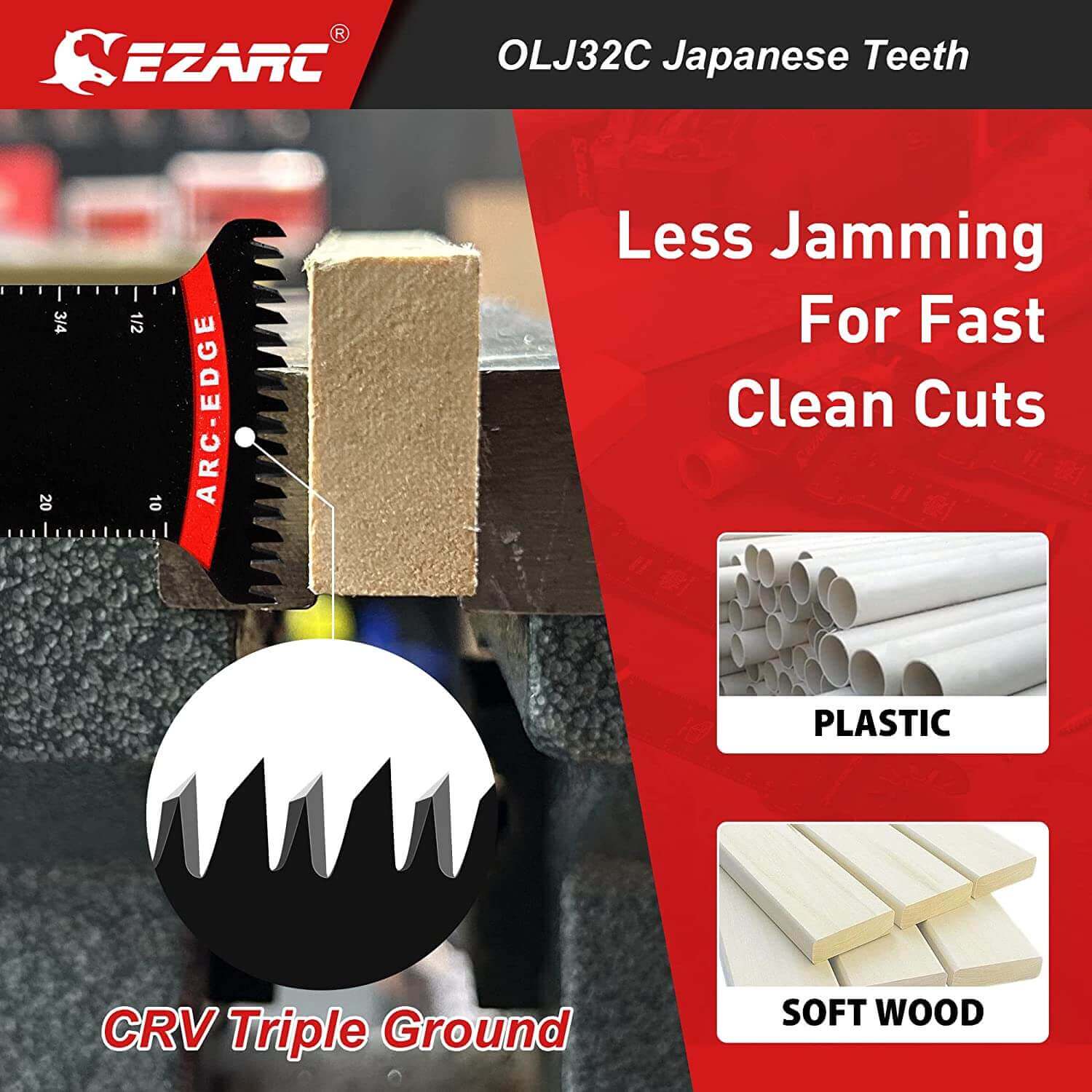 1-1/4 in. Extra-Long Reach Arc Edge Oscillating Multitool Blades For General Purpose,Bi-Metal & Japanese Teeth - EZARC Tools