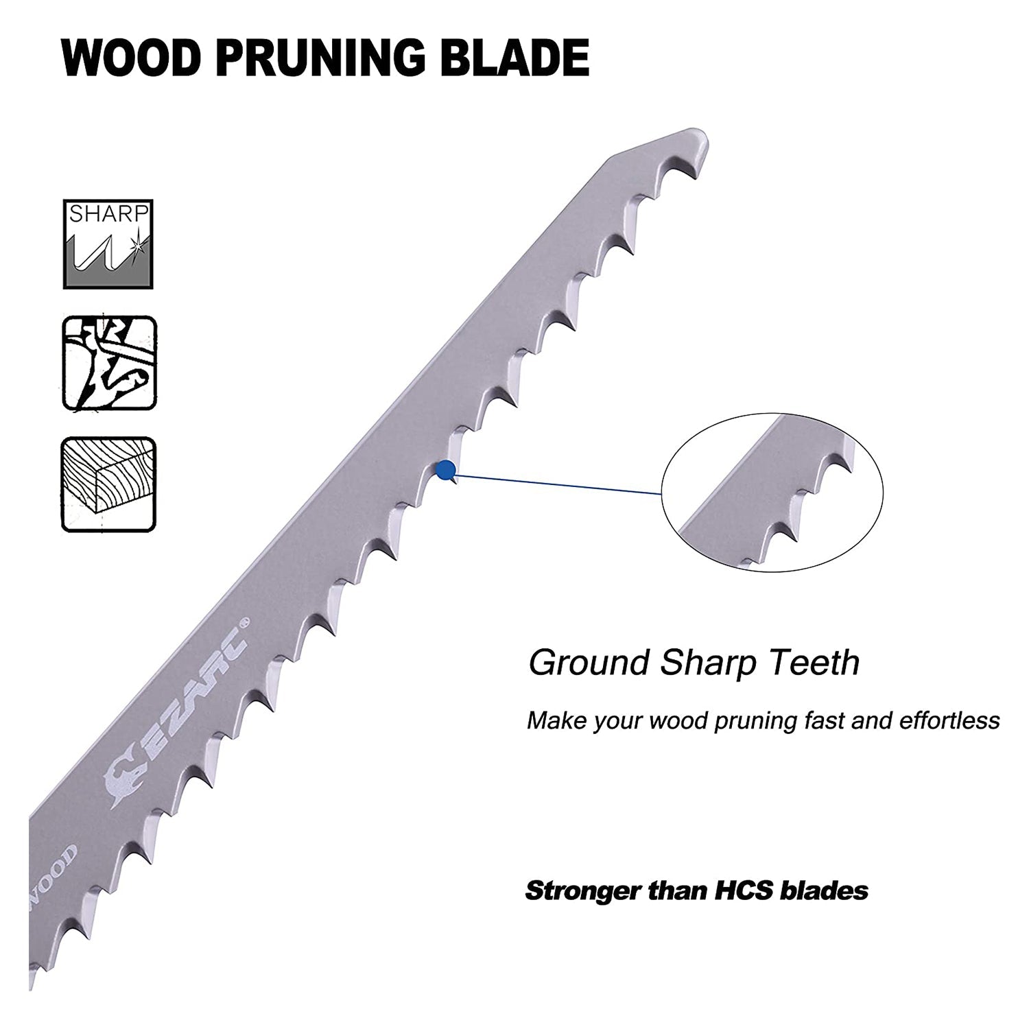 6tpi,6 in. CRV Sharp Ground Teeth Reciprocating Saw Blade For Pruning - EZARC Tools