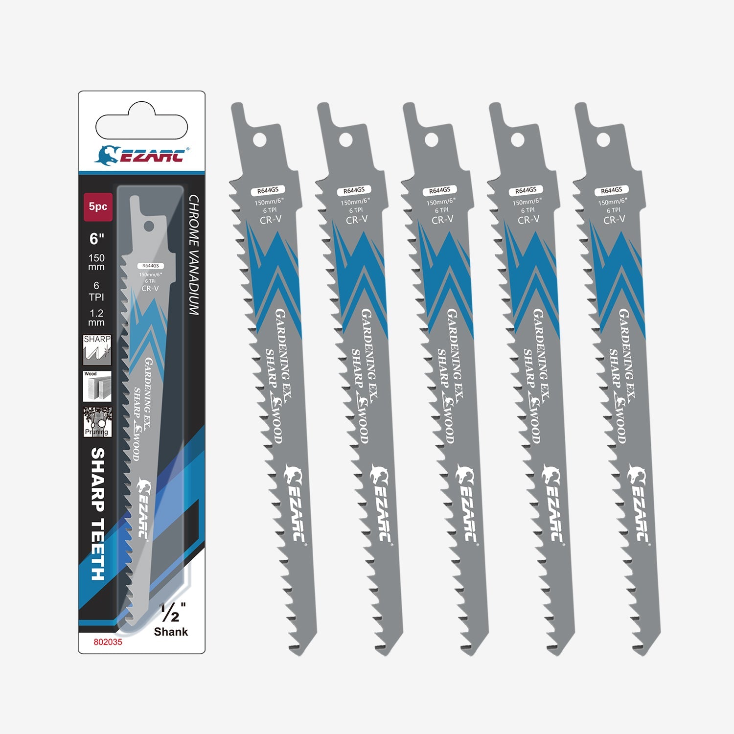 6tpi,6 in. CRV Sharp Ground Teeth Reciprocating Saw Blade For Pruning - EZARC Tools