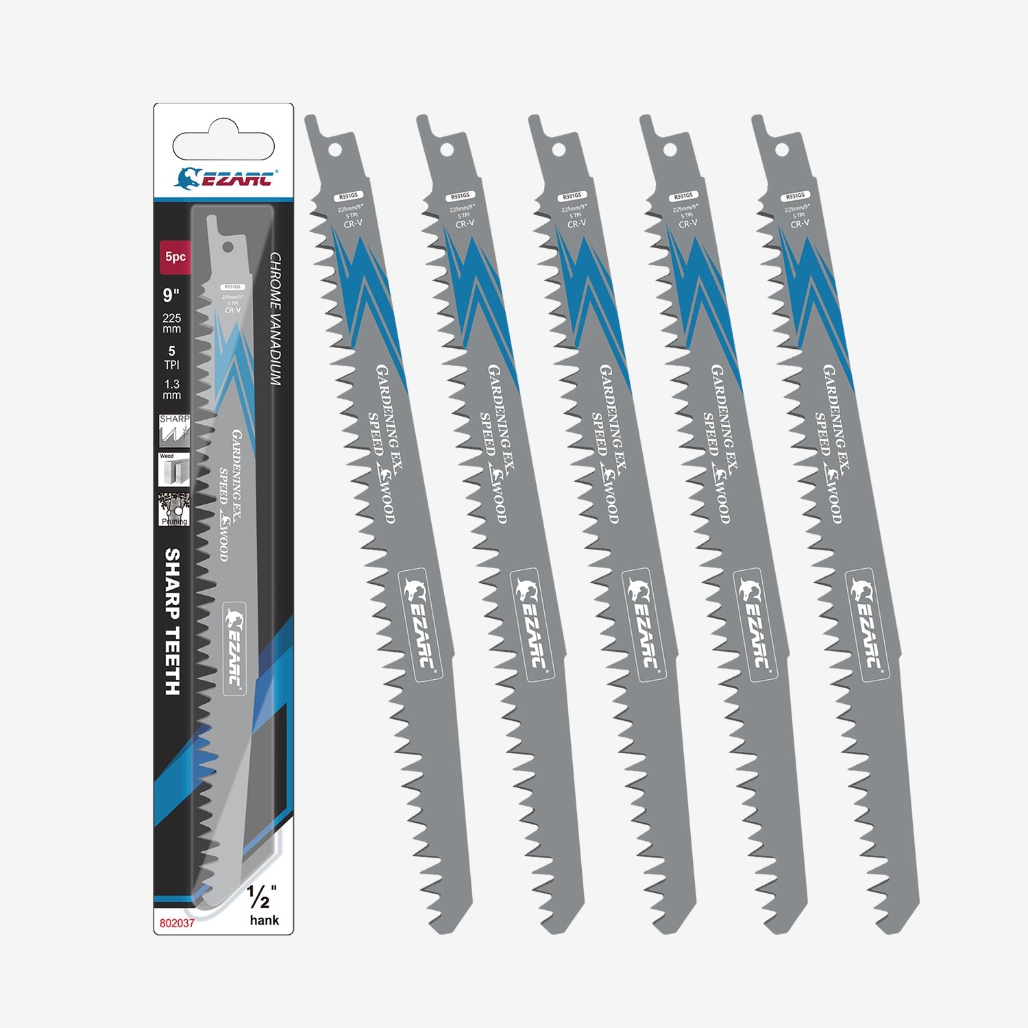 5tpi, 9/12 in. CRV Sharp Ground Teeth Reciprocating Saw Blade For Pruning - EZARC Tools